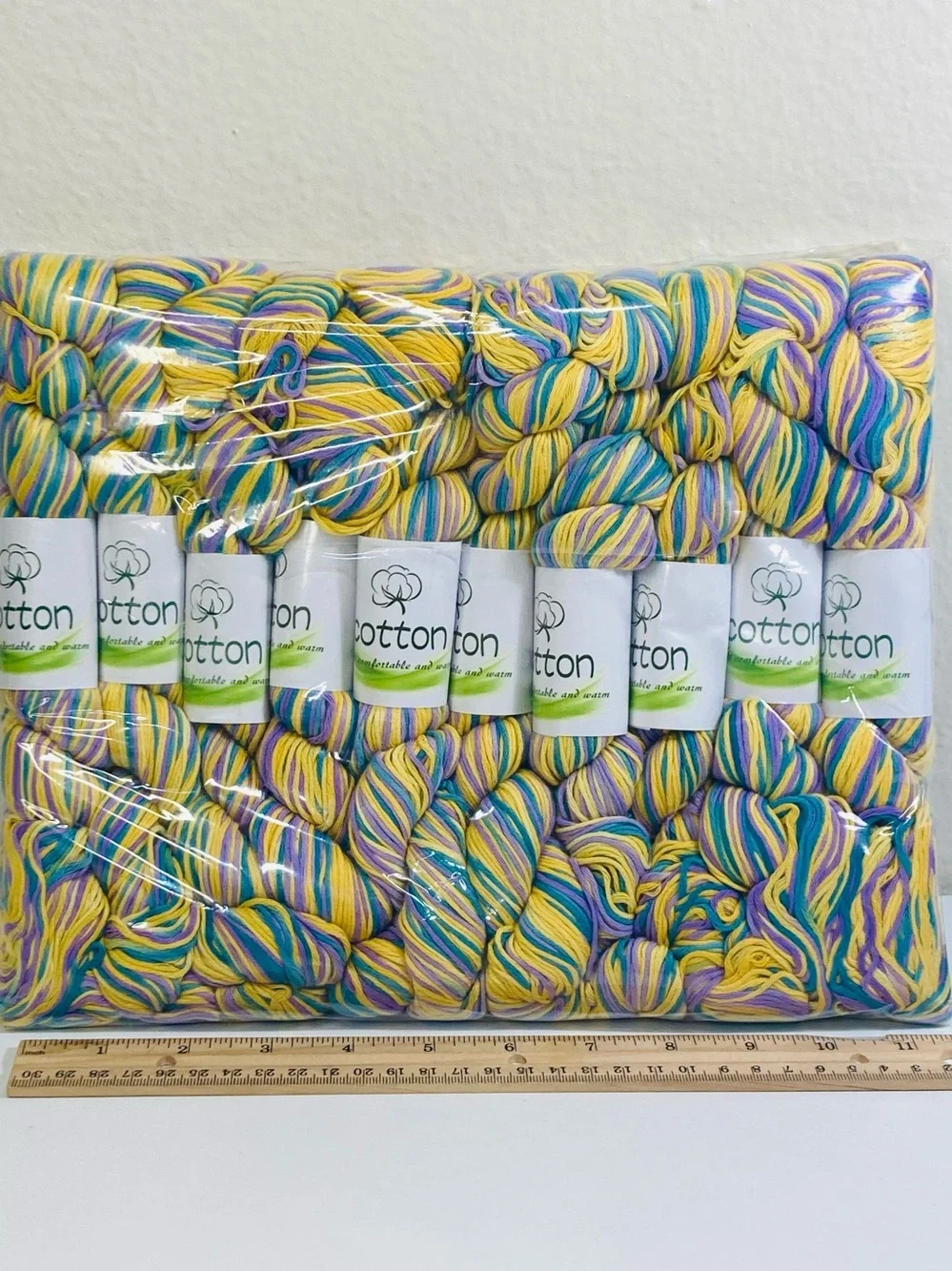 10 NEW (~500g total, ~50g ea.) 100% Cotton Variegated Hanks in Tropical Fish